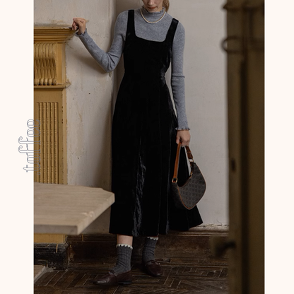 【2color】スクエアネックノースリーブロングワンピース《Z00853》