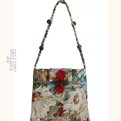 レトロな油絵ショルダーバッグ　Z00391