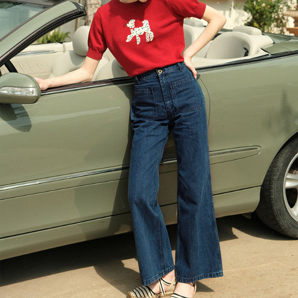 パッチポケットフレアデニム X-323