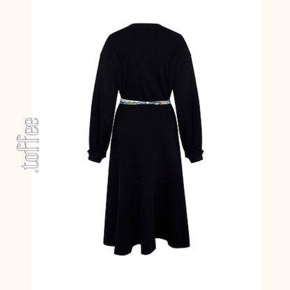 【2color】Vネックスウェットワンピース　《Z00683》