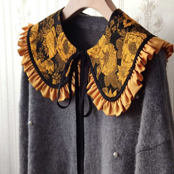 【6pattern】ジャガードフリルつけ襟 X-388