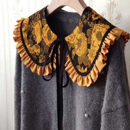 【6pattern】ジャガードフリルつけ襟 X-388