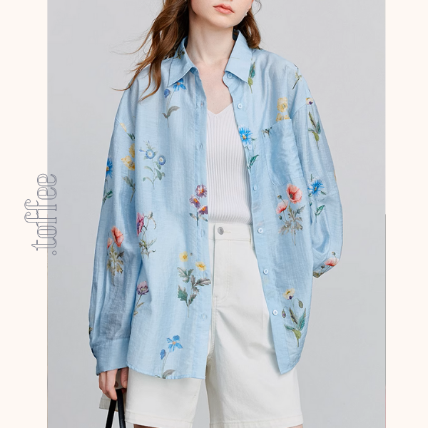 【2color】花柄プリントルーズシャツ《Z00932》