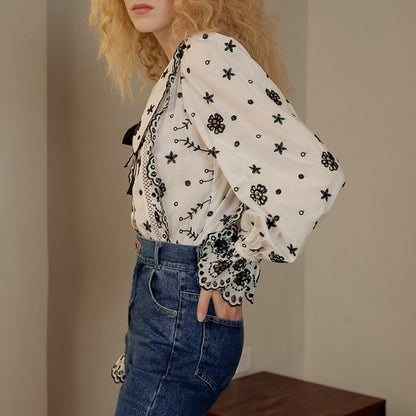 レース×キャンディースリーブのブラウス sp0191