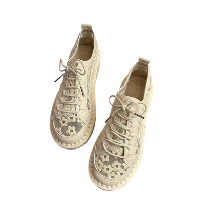 【２color】フラワーエンブロイダリーレトロシューズ　AU-131