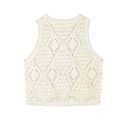 透かし編みノースリーブニットトップ Z00384
