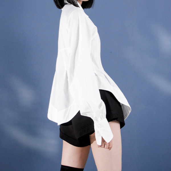 ウエストスクイーズラウンドヘムシャツ AU-413