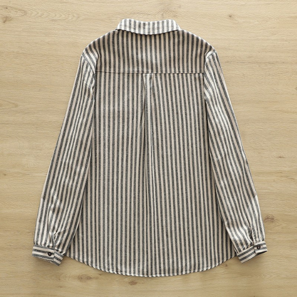 【4color】胸ポケット付きストライプ柄ボタンダウンシャツ　《Z00727》