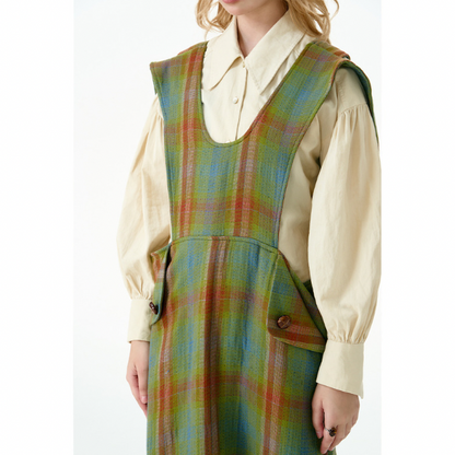 チェックパターンサスペンダースカート X-448