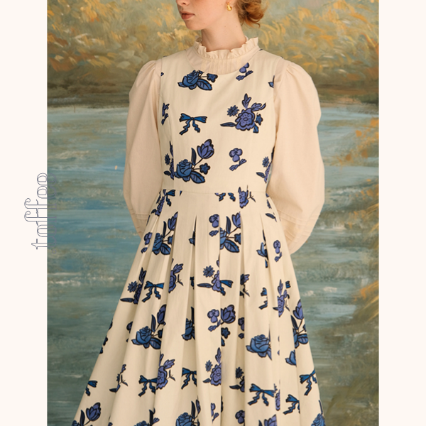 リボン＆ローズプリントワンピース Z00630