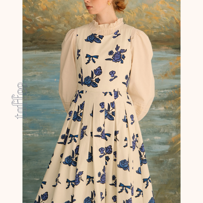 リボン＆ローズプリントワンピース Z00630