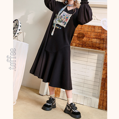 【2color】Vネックスウェットワンピース　《Z00683》