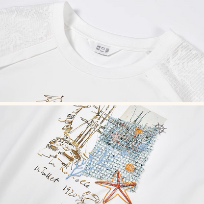 マリンテイストメッシュスリーブトップ《Z00973》