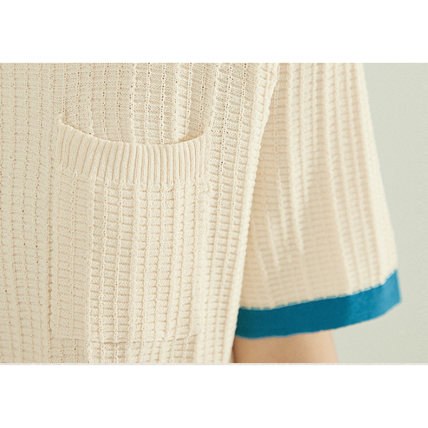 コントラストカラーニットトップス Z00198
