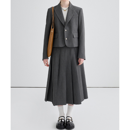 ショートスーツジャケット＆ミドル丈プリーツスカートのセットアップ Z00134