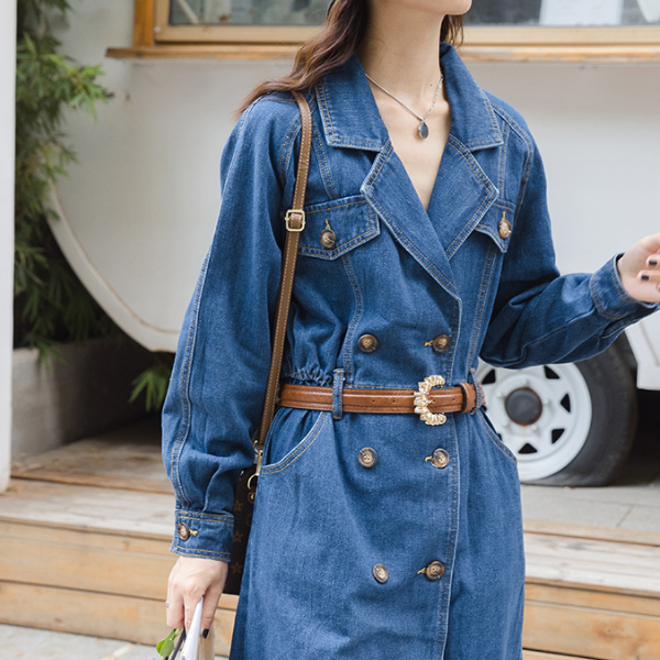 ダブルブレストデニムワンピース AU-325