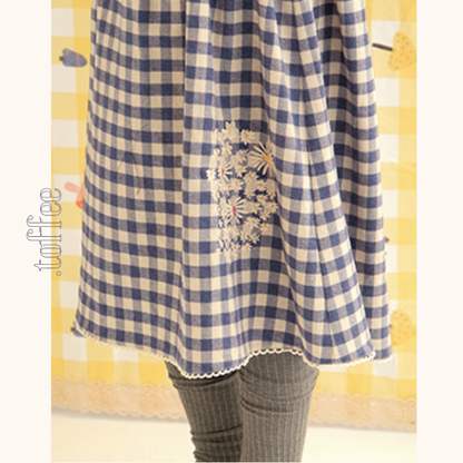 ギンガムチェックウエストリボンロングワンピース　《Z00757》