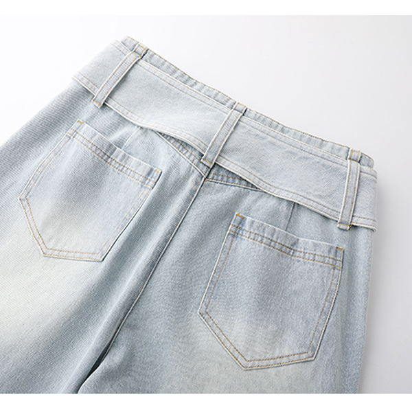 リボン付きワイドデニムパンツ　Z00398