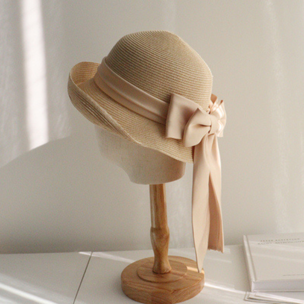 【4color】ビッグリボンストローハット X-067