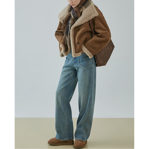 【2color】ハイウエストカジュアルストレートジーンズ X-482