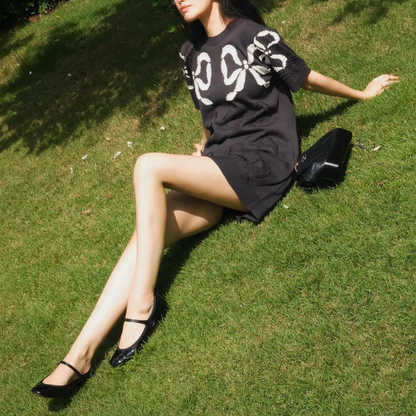 【2color】立体リボン刺繍ニットワンピース《Z01041》