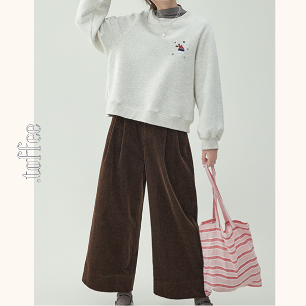 【2color】コーデュロイハイウエストワイドパンツ　《Z00734》