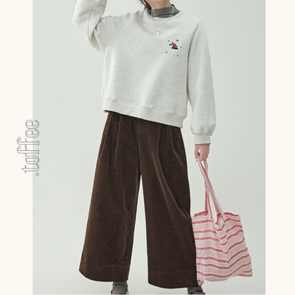 【2color】コーデュロイハイウエストワイドパンツ　《Z00734》