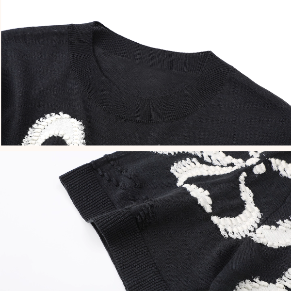 【2color】立体リボン刺繍ニットワンピース《Z01041》