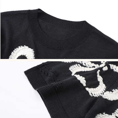 【2color】立体リボン刺繍ニットワンピース《Z01041》