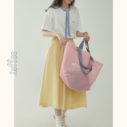 ブルーストライプタイ付きドロップショルダートップ　Z00462