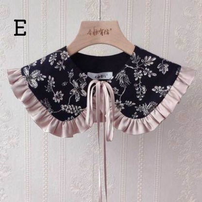 【6pattern】ジャガードフリルつけ襟 X-388