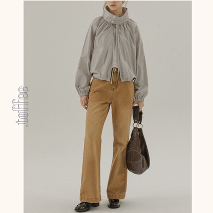 【2color】スタンドカラードロップショルダージャケット《Z00835》