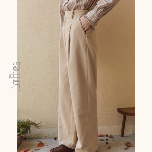 【2color】ハイウエストコーデュロイパンツ　Z00523