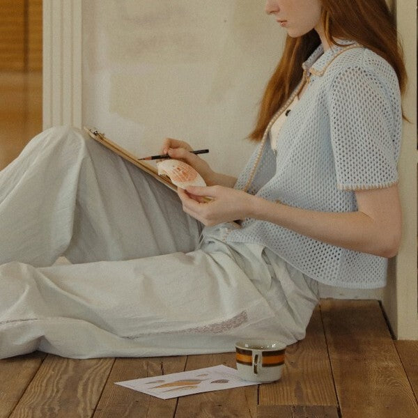 ショートニットメッシュカーディガン Z00386