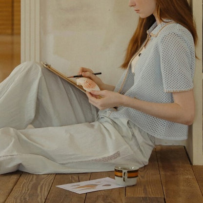 ショートニットメッシュカーディガン Z00386