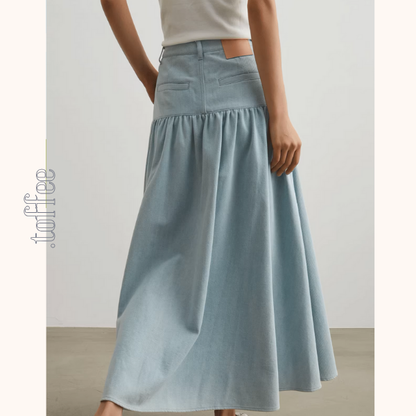 ノースリーブラウンドネックベスト＆Aラインロングスカートセットアップ《Z00954》