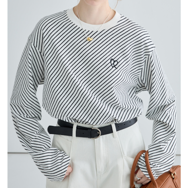 斜めストライプカットソー X-293