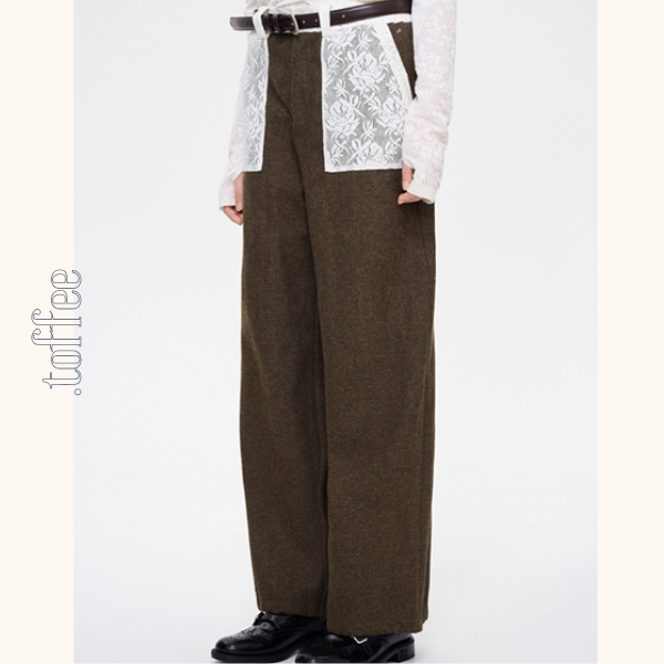 レースパッチワークウールパンツ 《Z00637》