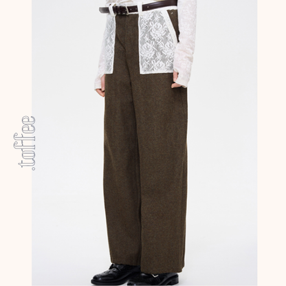 レースパッチワークウールパンツ 《Z00637》