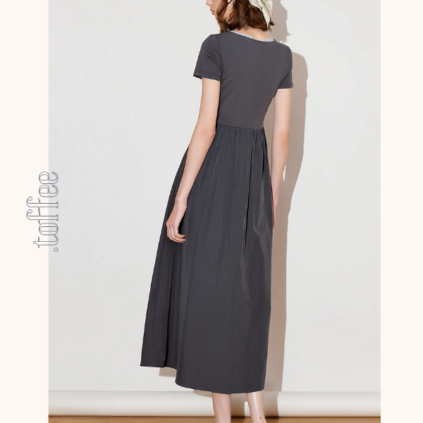 【2color】レイヤード風Uネックマキシワンピース《Z00923》