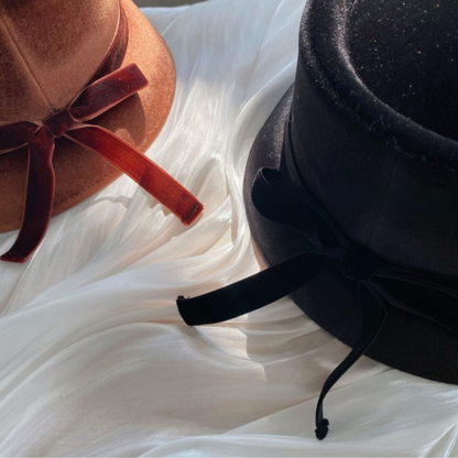 【2color】リボン付きベルベットハット Z00059