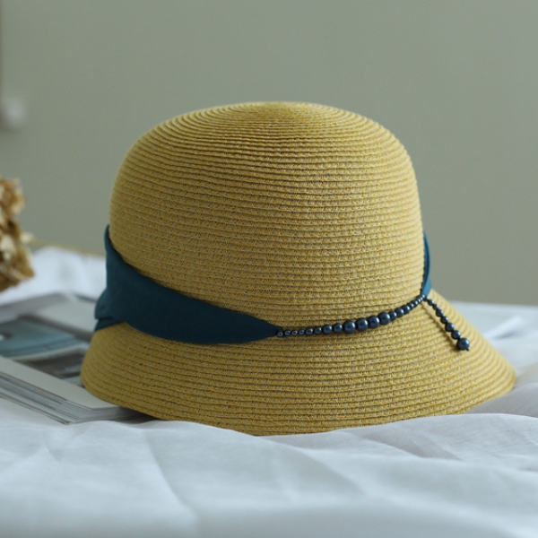 【４color】チェーンベルトドームシルエットストローハット　AU-104