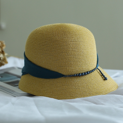 【４color】チェーンベルトドームシルエットストローハット　AU-104