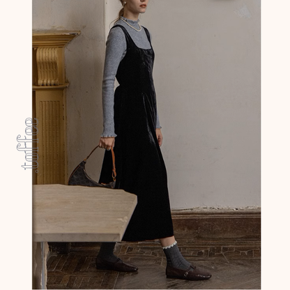 【2color】スクエアネックノースリーブロングワンピース《Z00853》