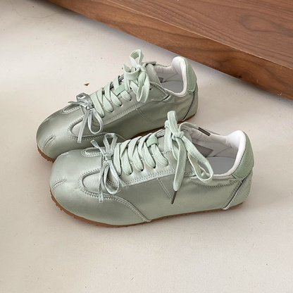 【4color】ラウンドトゥリボン付きレースアップスニーカー　Z00337