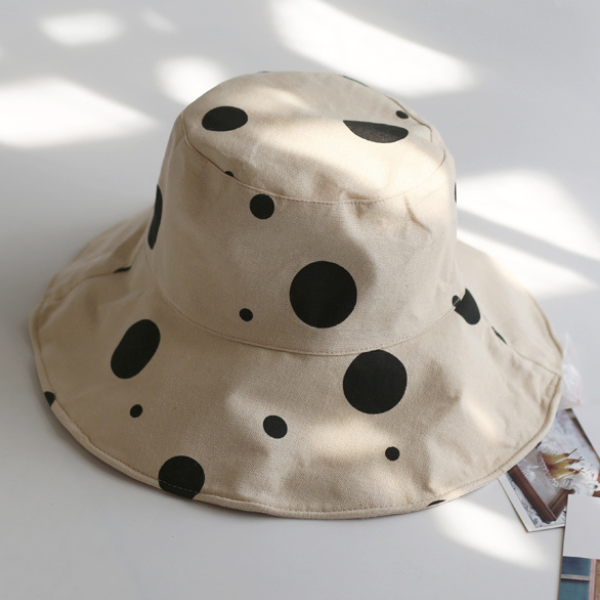 【２color】ドットプリントビッグプリムハット　AU-119