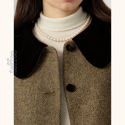 ヘリボーン柄ショートジャケット＆プリーツミディスカートのセットアップ　Z00481