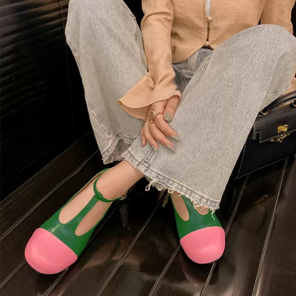 【4color】メリージェーンバイカラーレザーシューズ Z00236