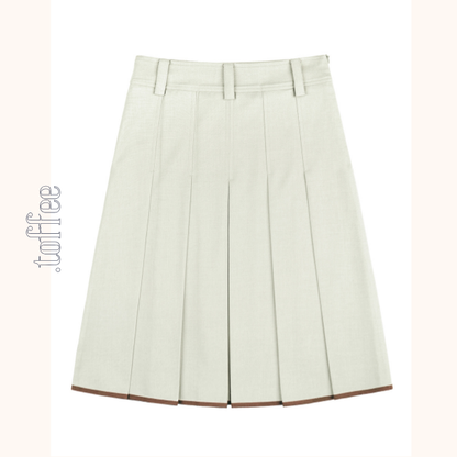 【2color】コントラストカラーヘムプリーツスカート《Z00834》