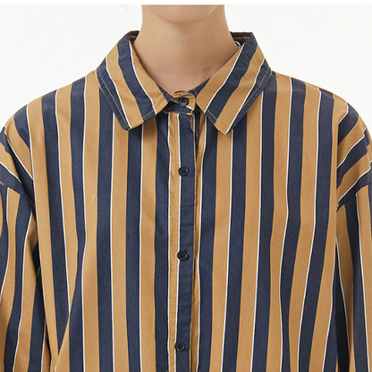 【2color】ストライプシャツワンピース X-349